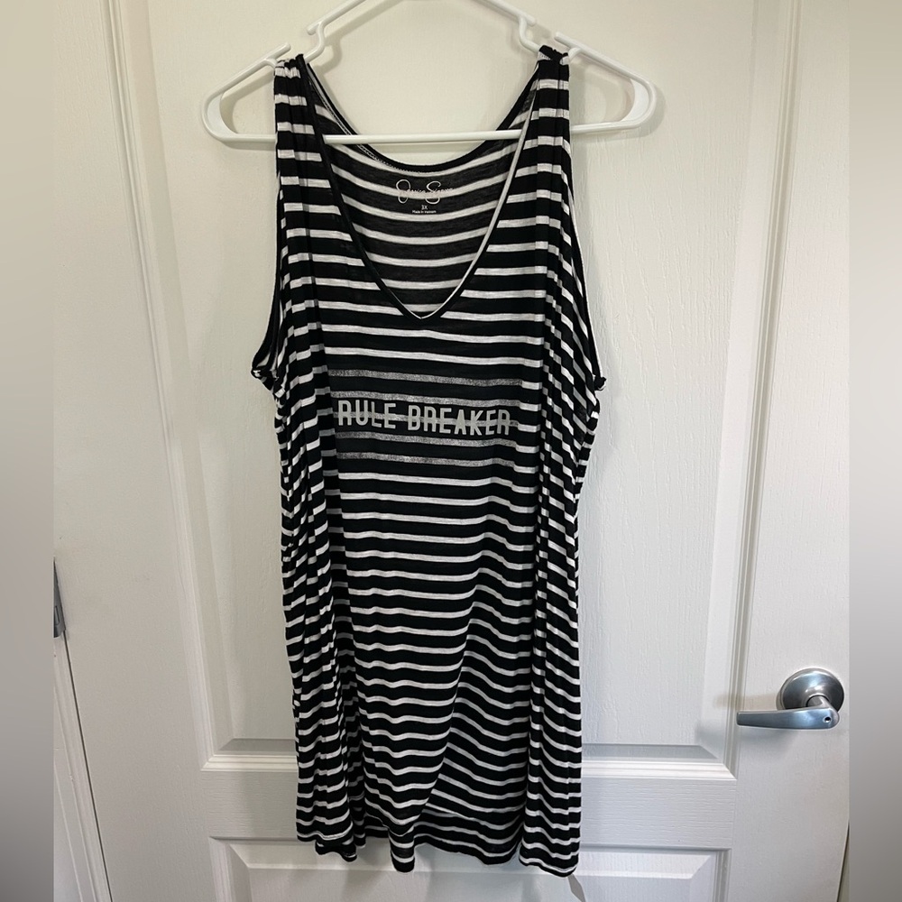 Jessica Simpson Women's Striped "Rule Breaker" Tank Top V-Neck Size 3X (sku#291)